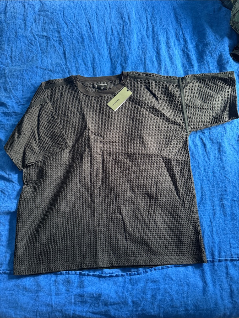 Maharishi Short Sleeve Waffle Knit Tee in Dark Brown